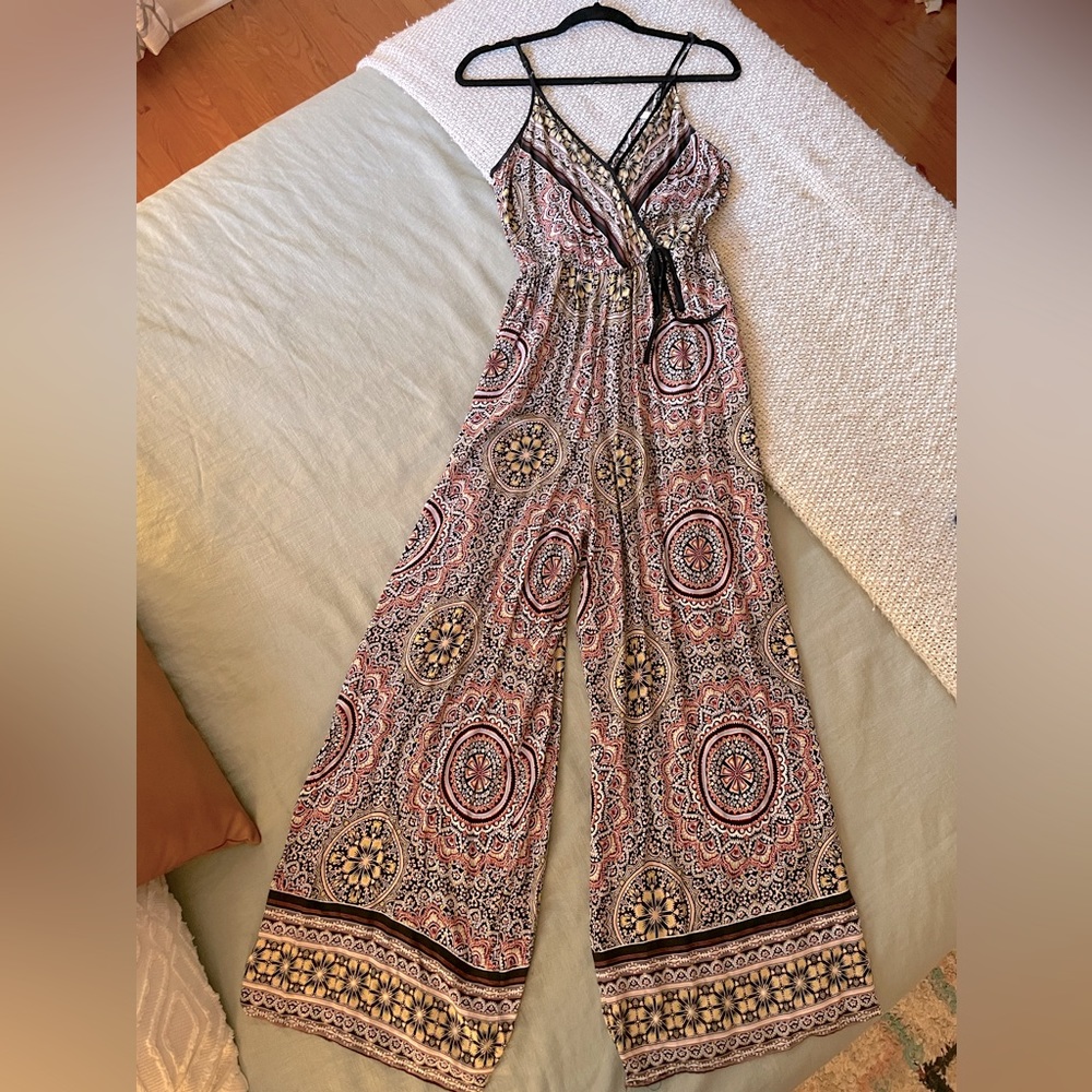 Wide leg boho romper